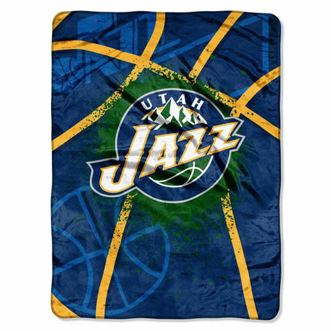 Utah Jazz NBA Royal Plush Raschel Blanket (Shadow Series) (60x80)