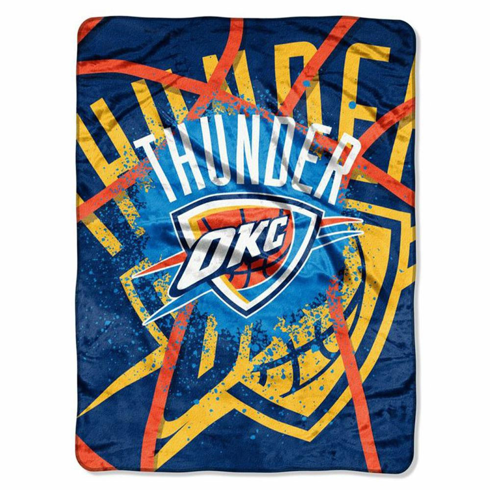 Oklahoma City Thunder NBA Royal Plush Raschel Blanket (Shadow Series) (60x80)