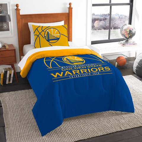 Golden State Warriors Nba Twin Comforter Set (reverse Slam Series) (64" X 86")