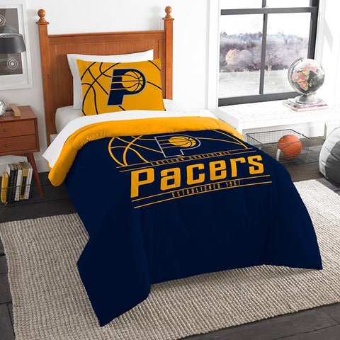 Indiana Pacers Nba Twin Comforter Set (reverse Slam Series) (64" X 86")