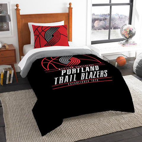Portland Trail Blazers Nba Twin Comforter Set (reverse Slam Series) (64" X 86")