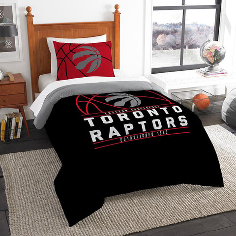 Toronto Raptors Nba Twin Comforter Set (reverse Slam Series) (64" X 86")