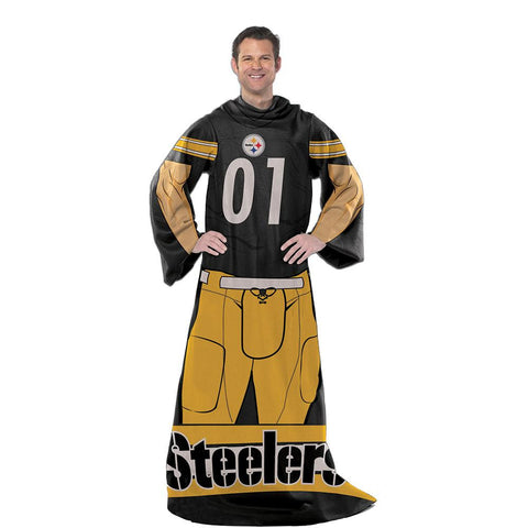 Pittsburgh Steelers NFL Uniform Comfy Throw Blanket w- Sleeves