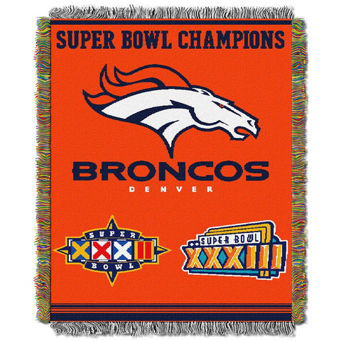 Denver Broncos NFL Super Bowl Commemorative Woven Tapestry Throw (48x60)