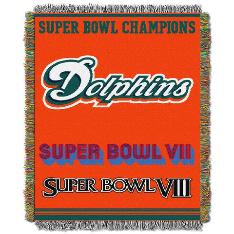 Miami Dolphins NFL Super Bowl Commemorative Woven Tapestry Throw (48x60)