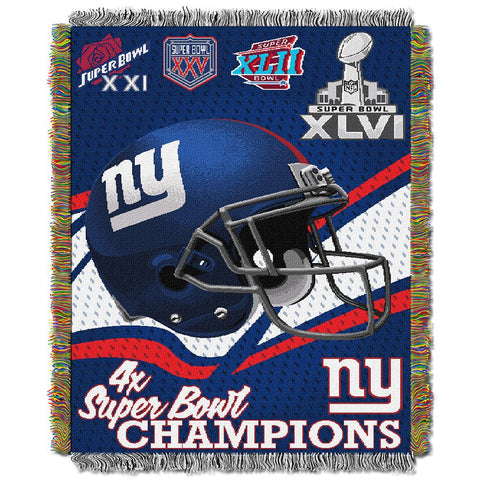 New York Giants NFL Super Bowl Commemorative Woven Tapestry Throw (48x60)