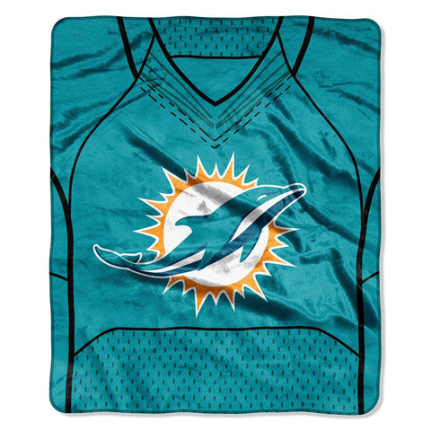 Miami Dolphins NFL Royal Plush Raschel Blanket (Jersey Raschel) (50in x 60in)