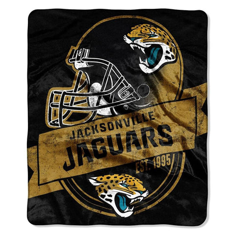 Jacksonville Jaguars NFL Royal Plush Raschel Blanket (Grand Stand Raschel) (50in x 60in)