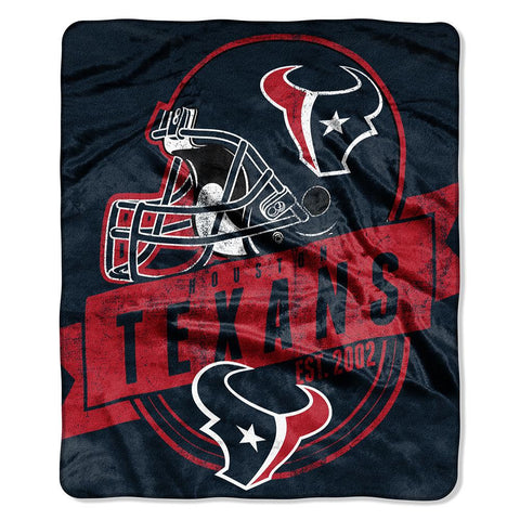 Houston Texans NFL Royal Plush Raschel Blanket (Grand Stand Raschel) (50in x 60in)