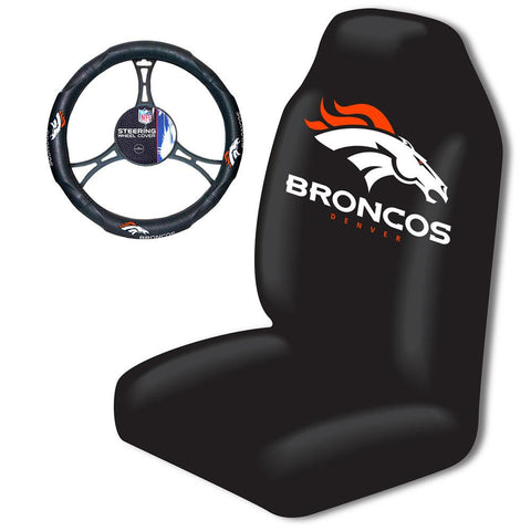 Denver Broncos NFL Car Seat Cover and Steering Wheel Cover Set