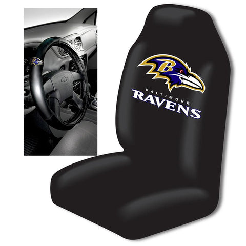 Baltimore Ravens NFL Car Seat Cover and Steering Wheel Cover Set