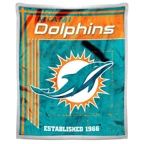Miami Dolphins NFL Mink Sherpa Throw (50in x 60in)
