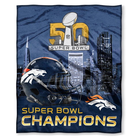 Denver Broncos NFL Super Bowl 50 Champions Silk Touch Super Soft Blanket (50in x 60in)