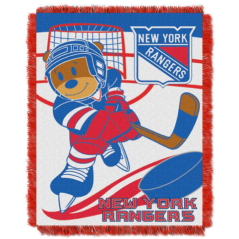 New York Rangers NHL Triple Woven Jacquard Throw (Score Baby Series) (36x48)