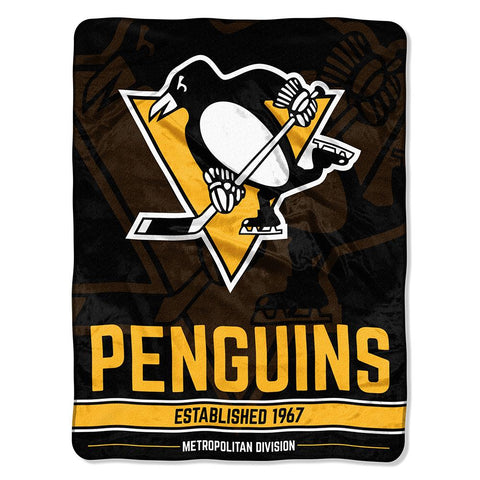 Pittsburgh Penguins Nhl Micro Raschel Blanket (ice Dash Series) (46in X 60in)