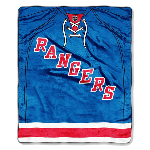 New York Rangers NHL Royal Plush Raschel Blanket (Jersey Series) (50x60)