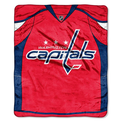 Washington Capitals NHL Royal Plush Raschel Blanket (Jersey Series) (50x60)