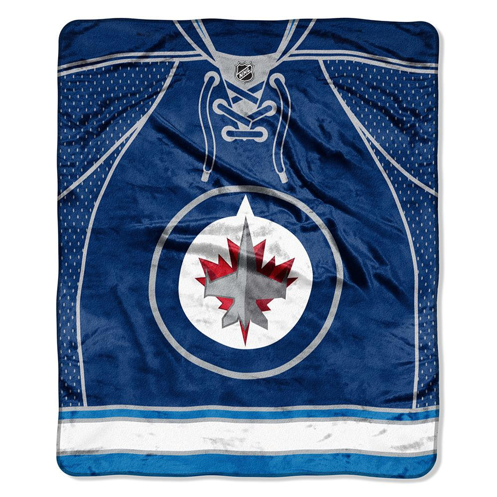 Winnipeg Jets NHL Royal Plush Raschel Blanket (Jersey Series) (50in x 60in)