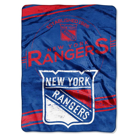 New York Rangers NHL Royal Plush Raschel Blanket (Stamp Series) (60x80)