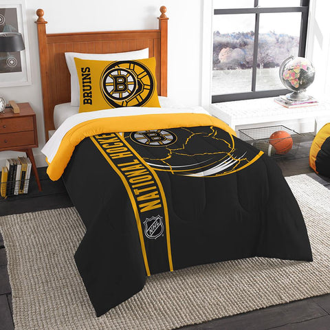 Boston Bruins NHL Twin Comforter Set (Soft & Cozy) (64 x 86)