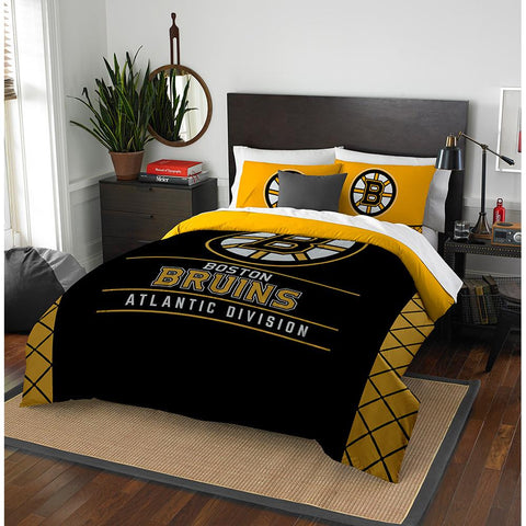 Boston Bruins Nhl Full Comforter Set (draft Series) (86" X 86")