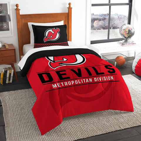 New Jersey Devils Nhl Twin Comforter Set (draft Series) (64" X 86")