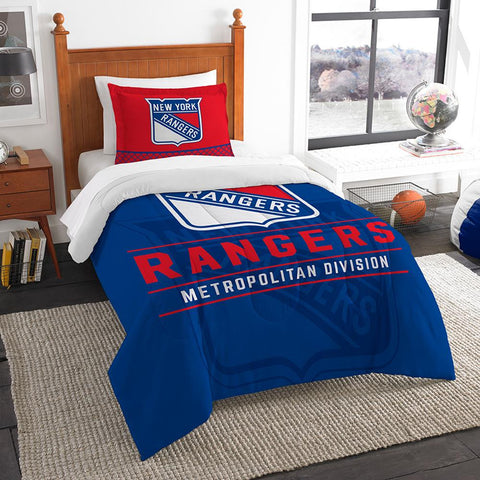 New York Rangers Nhl Twin Comforter Set (draft Series) (64" X 86")