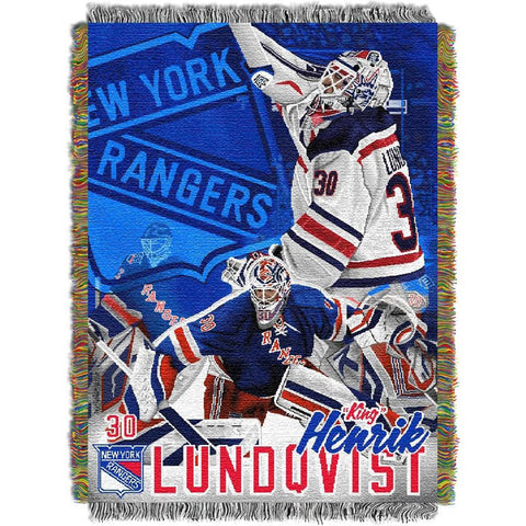 Henrik Lundqvist New York Rangers NHL Woven Tapestry Throw Blanket (48inx60in)