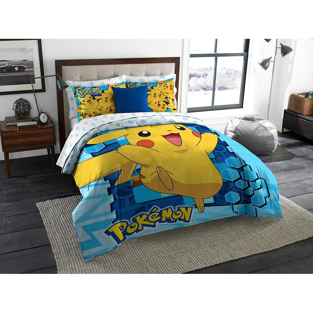 Pokemon "big Pika" Twin-full Comforter With 2 Pillow Shams