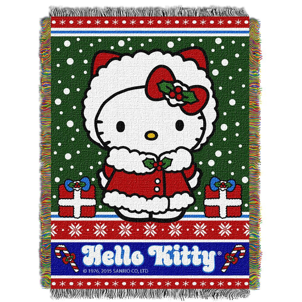 Hello Kitty "snowy Kitty" Woven Tapestry Throw (48inx60in)