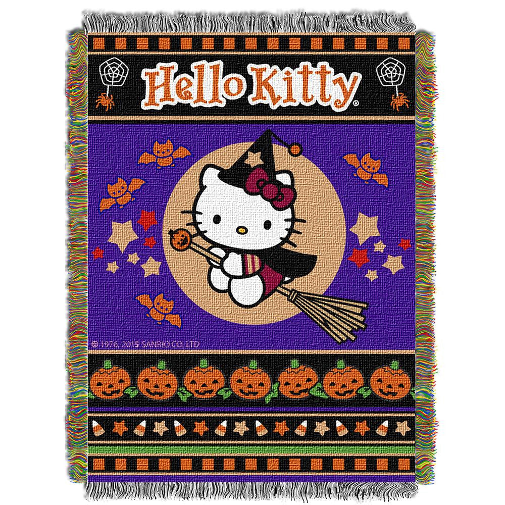 Hello Kitty "witchy Kitty" Woven Tapestry Throw (48inx60in)