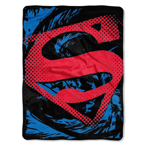 Superman - Super Rip Shield  Micro Raschel Blanket (46in X 60in)