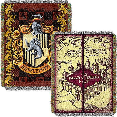 Harry Potter Marauders Map With Hufflepuff Crest Woven Tapestry Throw (48inx6...