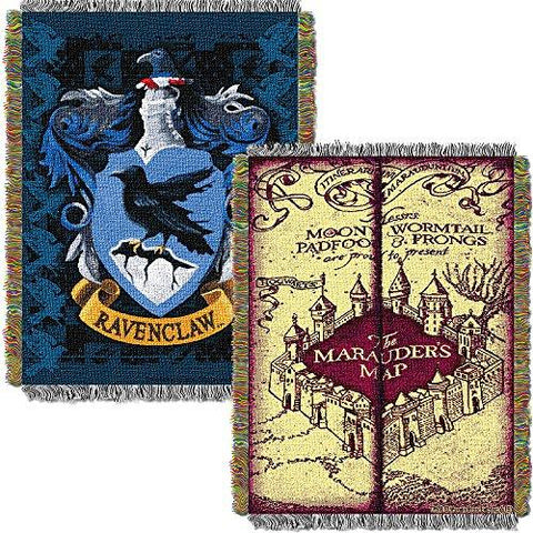 Harry Potter Marauders Map With Ravenclaw Crest Woven Tapestry Throw (48inx60in)