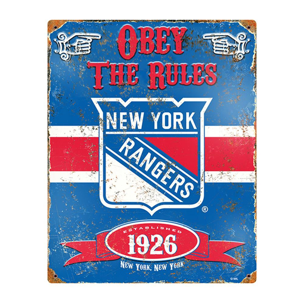 New York Rangers NHL Vintage Metal Sign (11.5in x 14.5in)