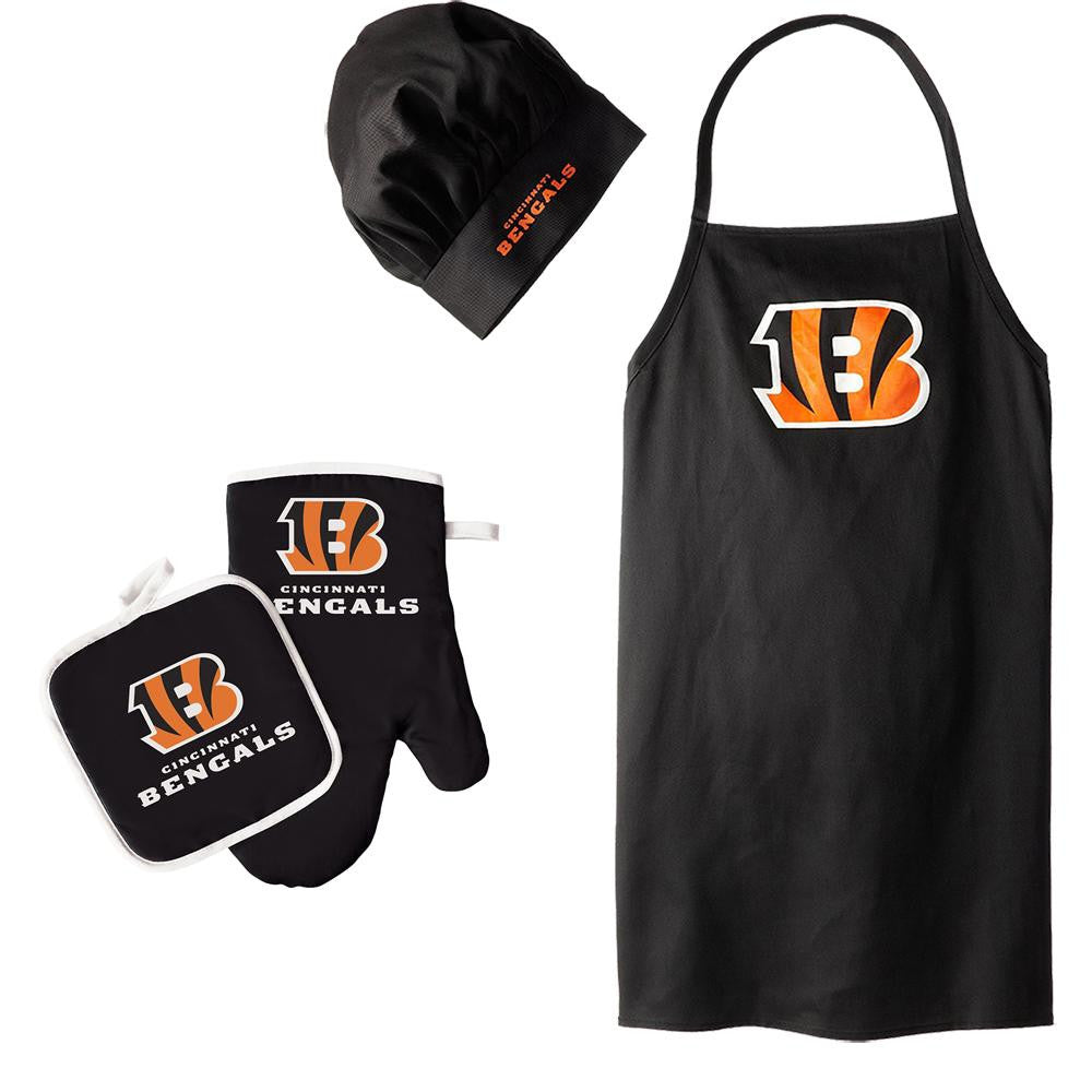 "Cincinnati Bengals NFL Barbeque Apron, Chef's Hat and Pot Holder Deluxe Set"