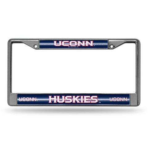 Connecticut Huskies Ncaa Bling Glitter Chrome License Plate Frame