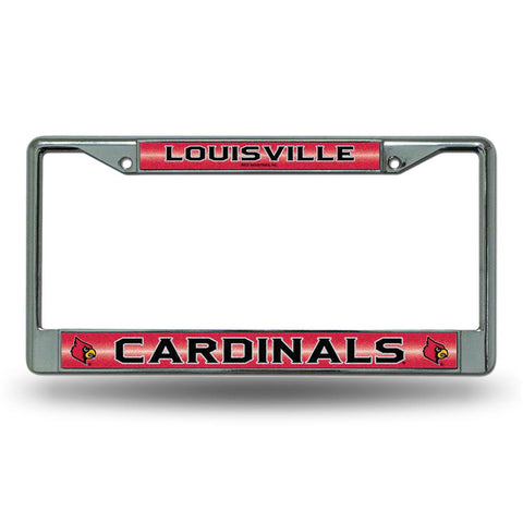 Louisville Cardinals Ncaa Bling Glitter Chrome License Plate Frame