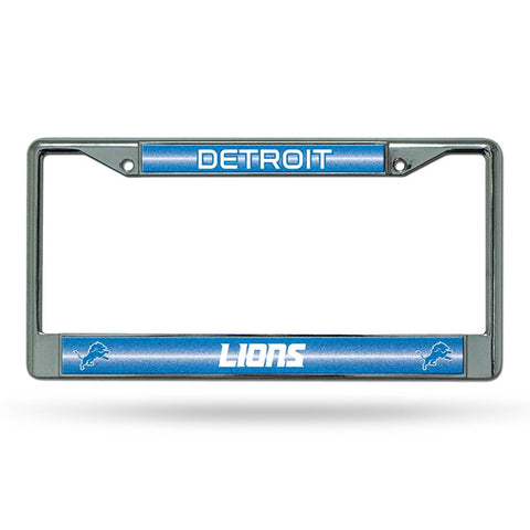 Detroit Lions Nfl Bling Glitter Chrome License Plate Frame
