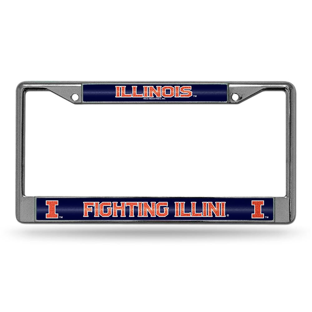 Illinois Fighting Illini Ncaa Bling Glitter Chrome License Plate Frame