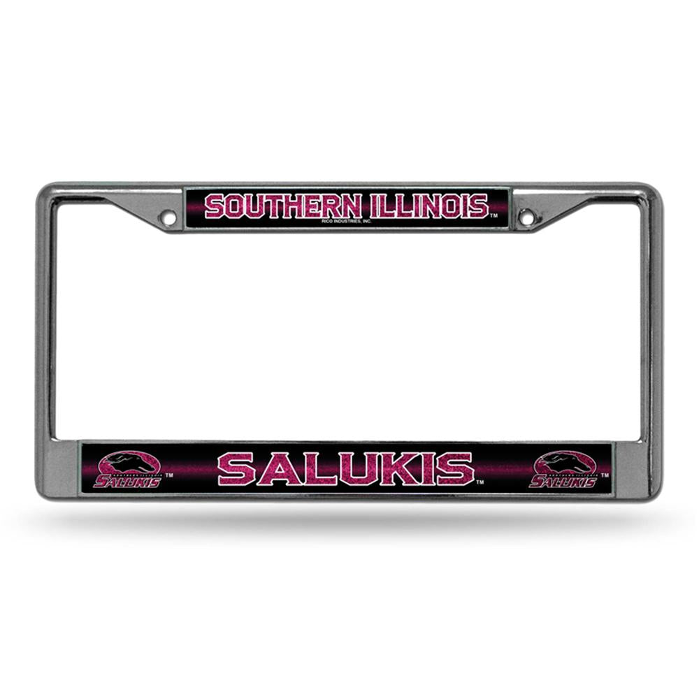 Southern Illinois Salukis Ncaa Bling Glitter Chrome License Plate Frame