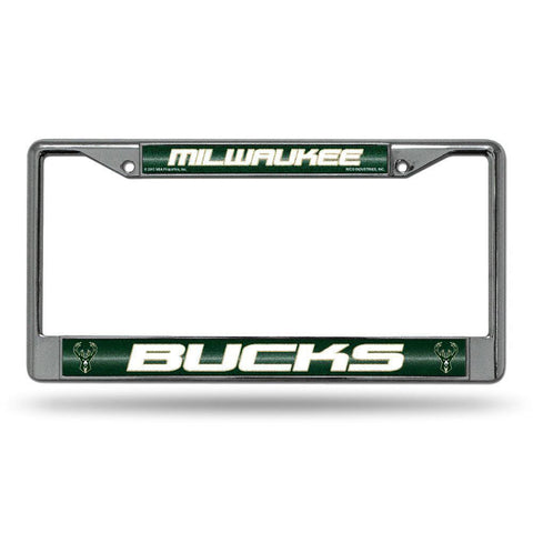 Milwaukee Bucks NBA Bling Glitter Chrome License Plate Frame
