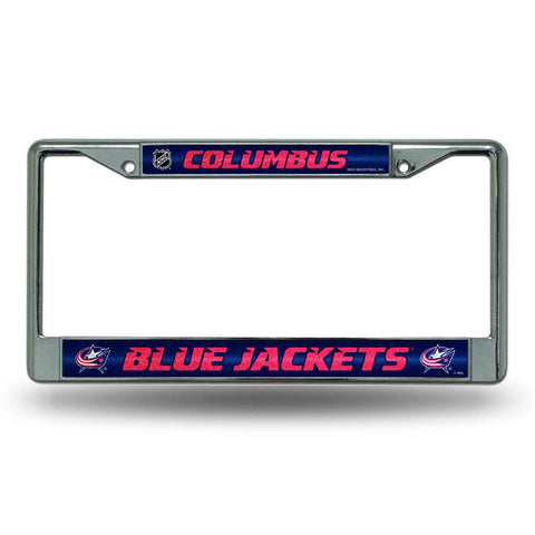 Columbus Blue Jackets NHL Bling Glitter Chrome License Plate Frame