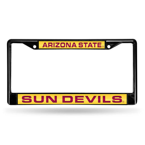 Arizona State Sun Devils Ncaa Black Chrome Laser Cut License Plate Frame