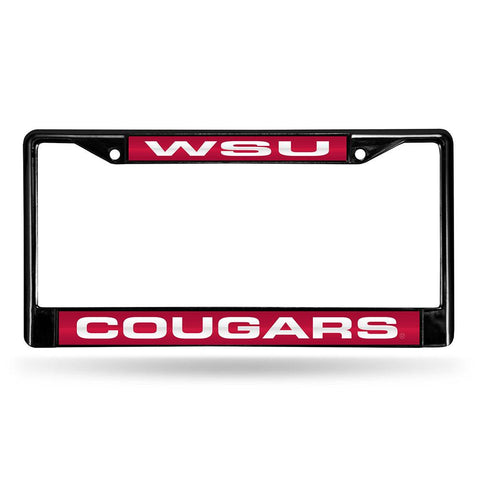 Washington State Cougars Ncaa Black Chrome Laser Cut License Plate Frame