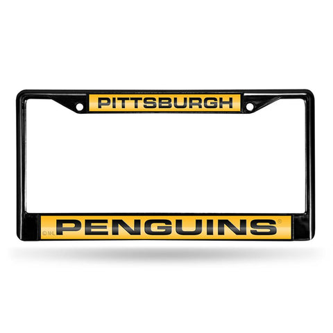 Pittsburgh Penguins Nhl Laser Cut Black License Plate Frame