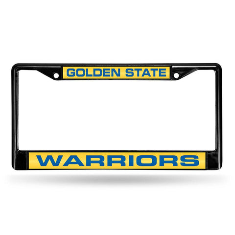 Golden State Warriors NBA Black Chrome Laser Cut License Plate Frame