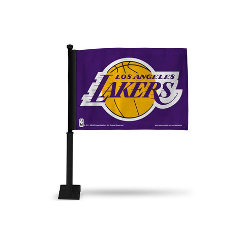 Los Angeles Lakers Nba Car Flag (black Pole)