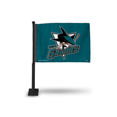 San Jose Sharks Nhl Car Flag (black Pole)