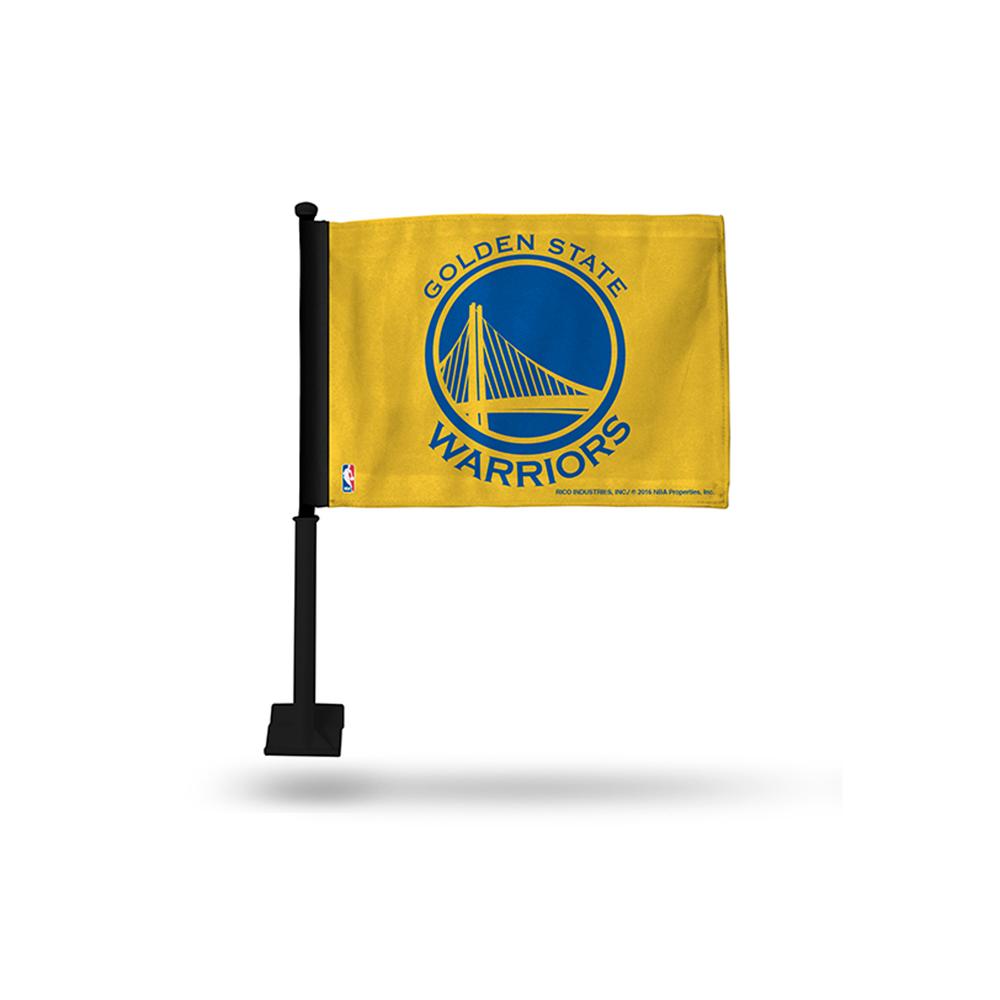 Golden State Warriors Nba Car Flag (black Pole)